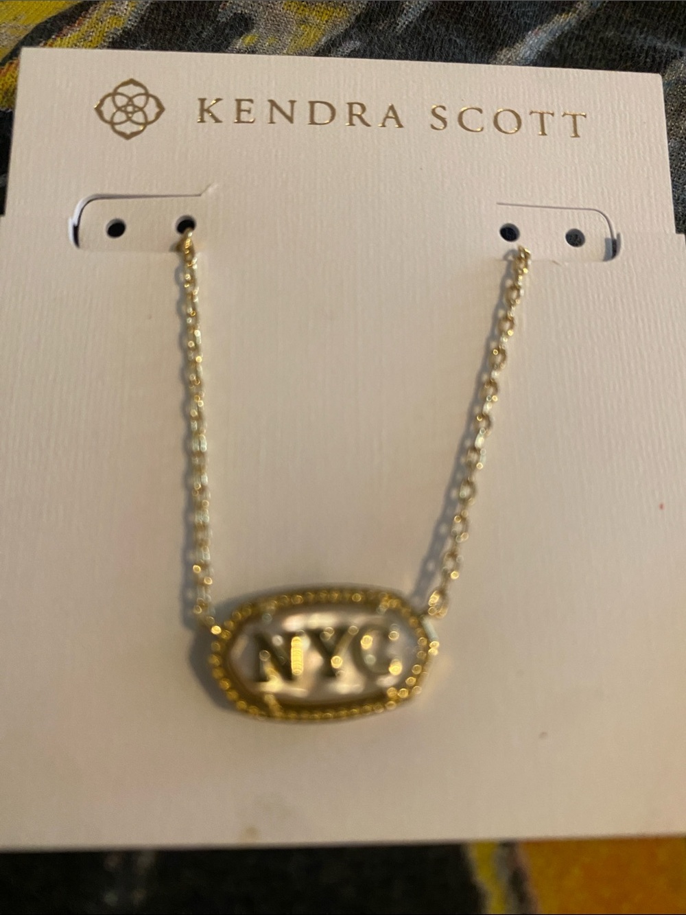 Kendra Scott Gold NYC Oval Logo Necklace